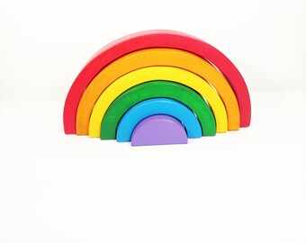 Wooden Rainbow Stacker Waldorf & Montessori Toy - Etsy
