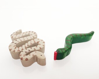 Snakes wooden toys, waldorf inspired wooden animals toy set, wooden snakes,  christmas gift for kids, sustainable toy set, open ended play
