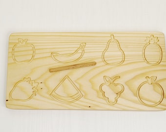 Wooden tracing board fruit shapes, prewriting tracing board, wooden educational montessori material, waldorf inspired, montessori inspired