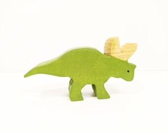 Triceratops wooden toy, waldorf inspired wooden dinosaur toy, gift for kids and toddlers, christmas and birthday gift wooden toy set