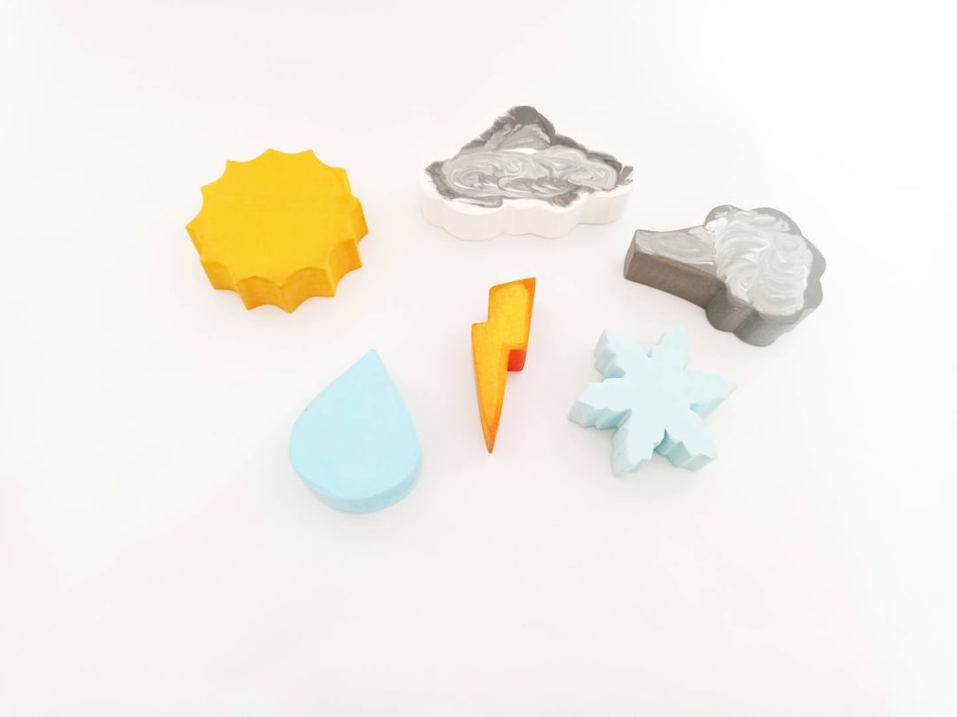 Weather Set Wooden Toy, Waldorf Toy, Sun Toy, Sun, Rain Cloud, Wooden