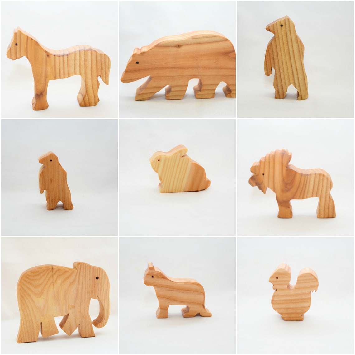 Wooden animals set waldorf animals wooden waldorf toys Etsy