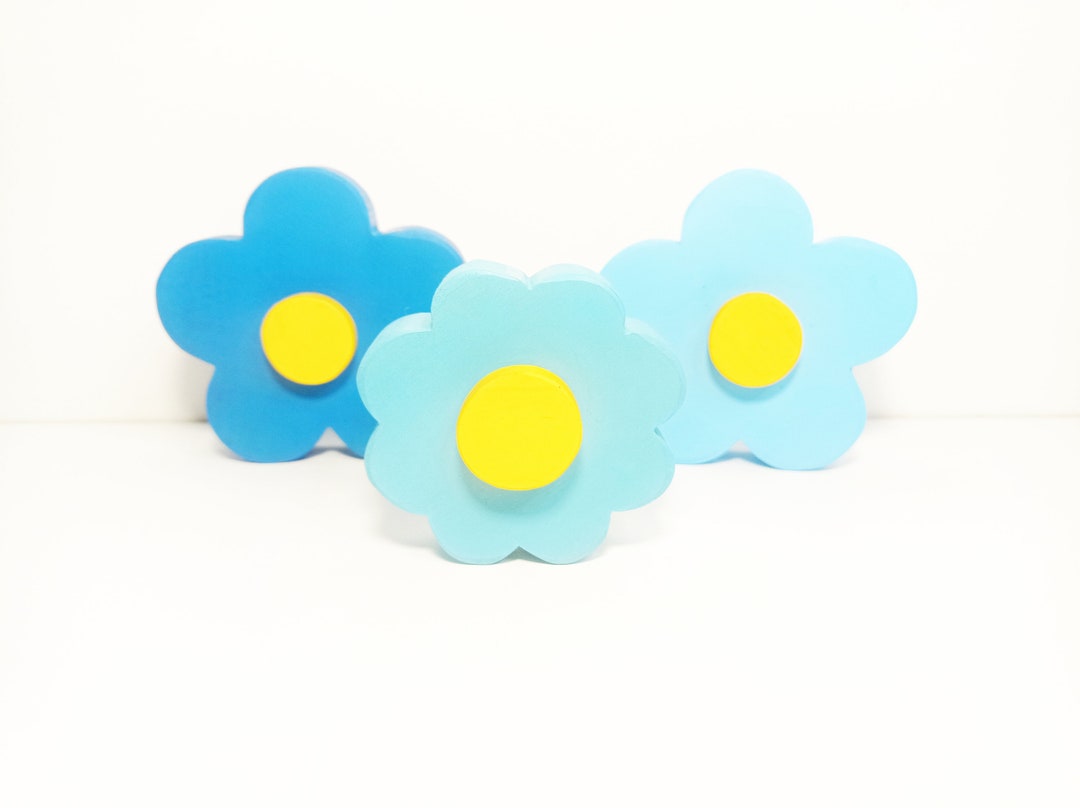 Blue Wood Flowers, Wooden Flowers, Summer Spring Decor, Tiered Tray ...