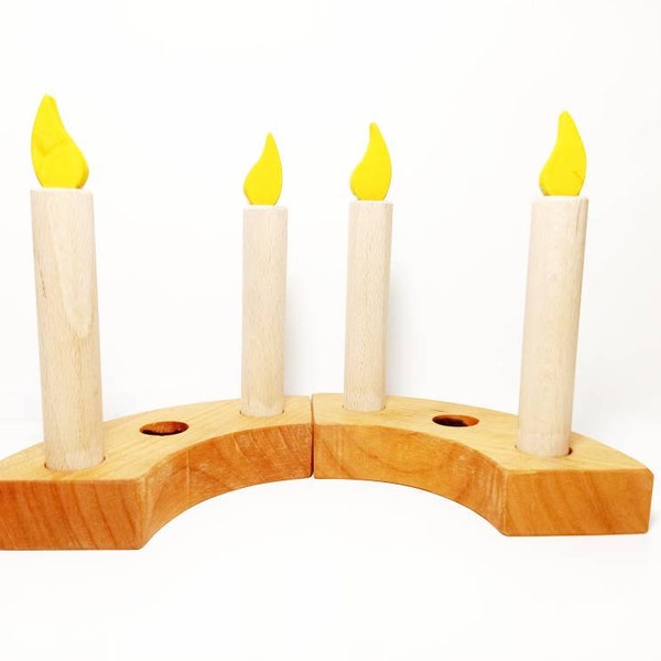 Wooden candles celebration birthday ring ornament, waldorf birthday candles, advent spiral wooden candle set, waldorf birthday traditions,