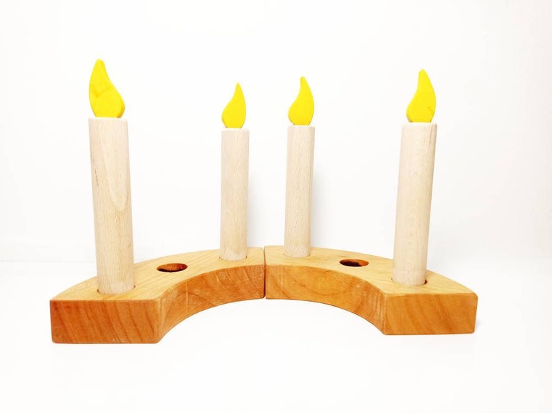 Wooden candles celebration birthday ring ornament, waldorf birthday candles, advent spiral wooden candle set, waldorf birthday traditions, image 1