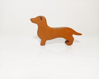 Dashund wooden waldorf inspired toy, wooden dog toy, dashund toy gift for kids, sustainable wooden toy, christmas gift for toddlers and kids