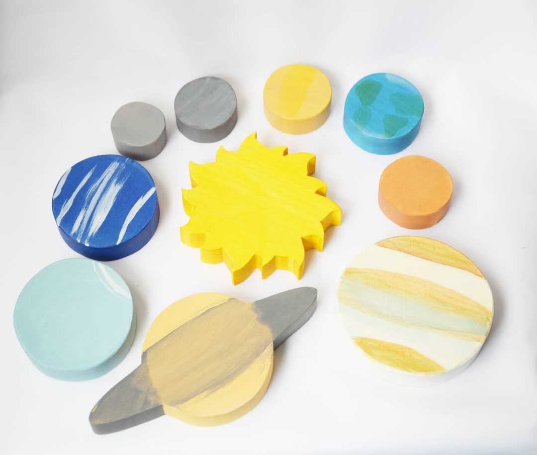 Solar System Wooden Toy Set, Waldorf Inspired, Homeschool, Montessori, Astronomy Toy