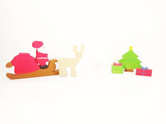 Proceso de fabricación de carreteras Cirugía cáustico Trineo de Santa con árbol de Navidad y regalos juguete de - Etsy España