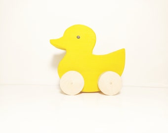 Duckling wooden push toy for babies and toddlers, duck on wheels wooden toy, montessori toy, waldorf inspired, first christmas toy gift