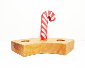 Candy cane ring ornament, christmas celebration ring ornament, advent spiral decoration, christmas ornaments, waldorf wooden birthday ring