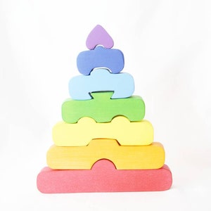 Regenbogen Montessori Stapelspielzeug, Kinderspielzeug, Waldorf inspiriert, Regenbogenspielzeug, Holzspielzeug