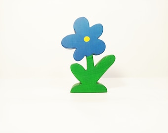 Blue flower wooden toy, waldorf toy flowers, open ended toys, waldorf wooden toys, handmade wooden toys , seasonal nature table decor