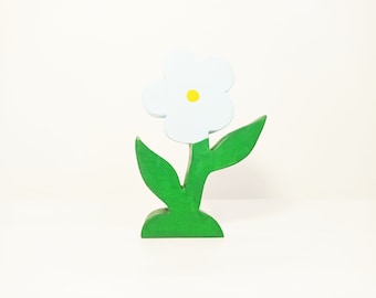 Light blue flower wooden toy, waldorf toy flowers, open ended toys, waldorf wooden toys, handmade wooden toys , seasonal nature table decor