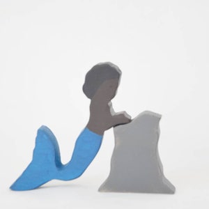 mermaid wooden toy, waldorf people, waldorf mermaid, pretend play, open ended toy set, small world wooden toy, waldorf inspired toy set