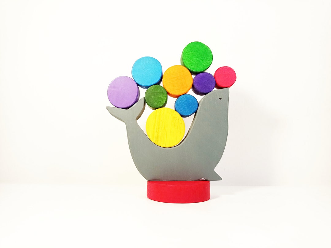 Seal Wooden Toy Stacker Kids Birthday Gift Waldorf Etsy
