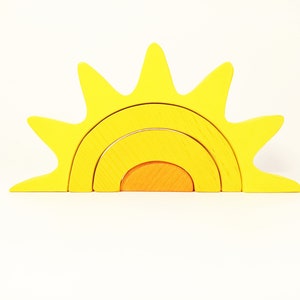 Sun stacker wooden toy, wooden stacking sun, sunrise wooden toy stacker, spring easter gift for kids, imaginative open ended play toy set