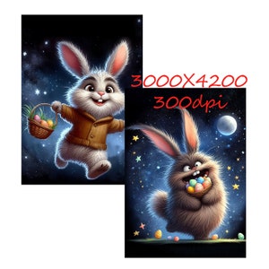 Images of a funny Easter bunny, images for your creativity, for printing on any objects, commercial use, 20 Jpeg zdjęcie 2
