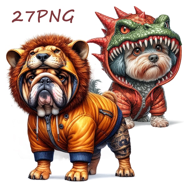 Angry, funny dogs, unusual images, fashionable clothes for animals, printing on any objects, 27 PNG transparent background