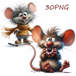 Funny Mouse Images, Unusual Charm, for your creative activities, printable images, 30 PNG images with transparent background