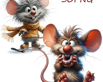 Funny Mouse Images, Unusual Charm, for your creative activities, printable images, 30 PNG images with transparent background