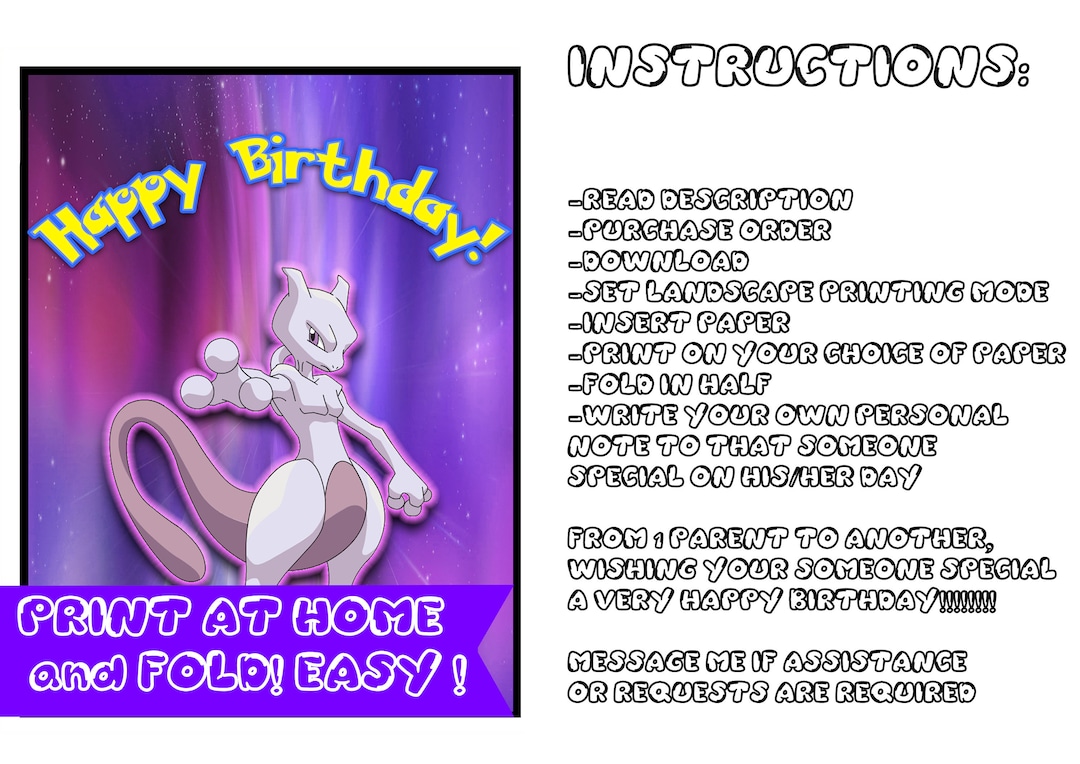 Mewtwo - Carta Pokémon, Convite Digital