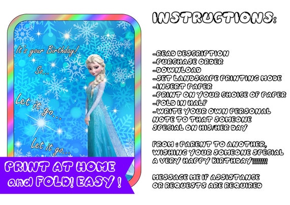 Birthday Card Elsa Disney Frozen Birthday Card Digital Etsy Birthday Card Elsa Disney Frozen Birthday Card Digital Etsy