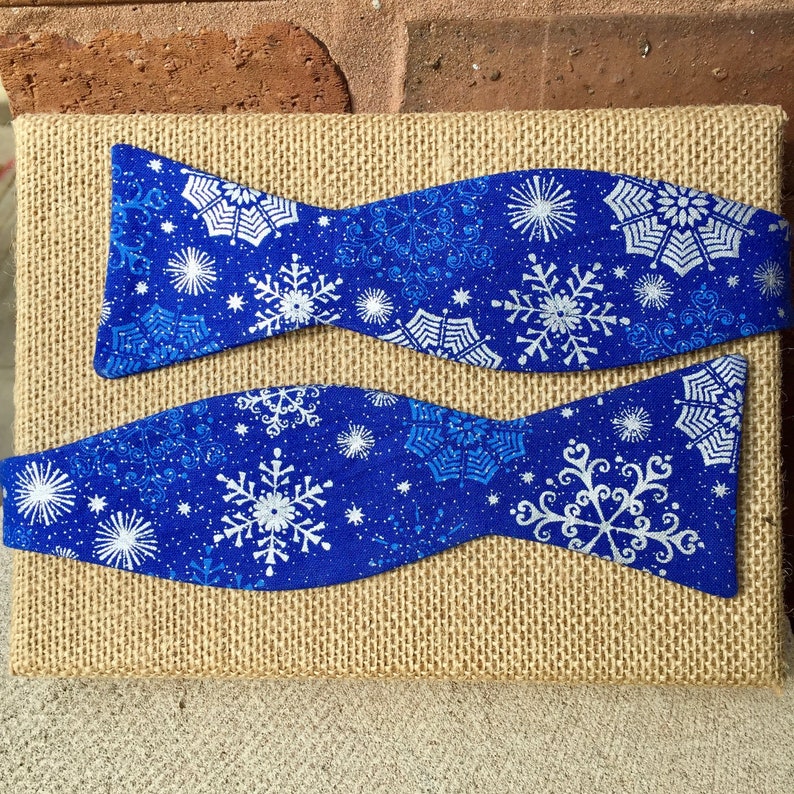 Blue Shiny Snowflake Bow Tie