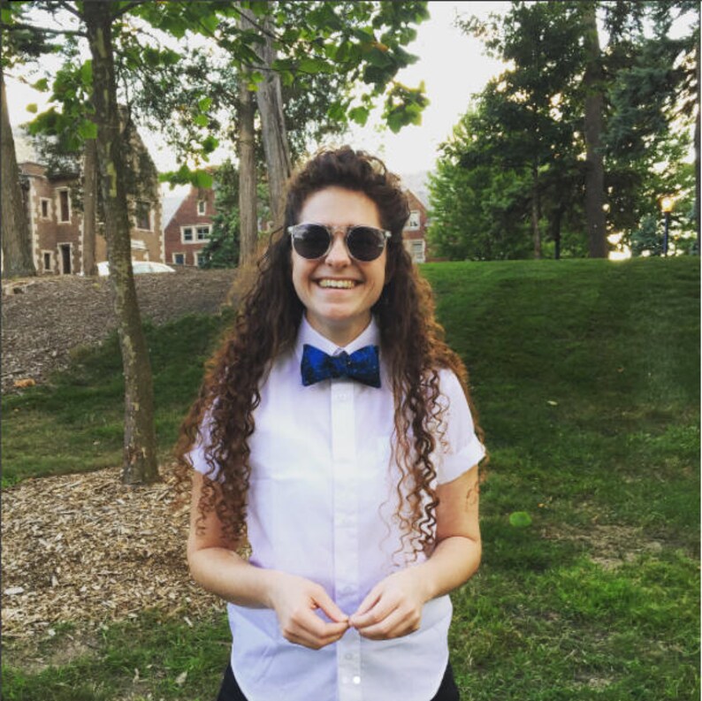 Blue Shiny Snowflake Bow Tie