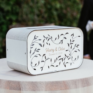 Caixa de cartão personalizada com padrão floral, caixa de envelope exclusiva para recepção, presentes e cartões Caixa de madeira de casamento, decoração personalizada para cerimônia