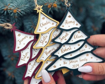 Wooden Christmas Gift Grandparents, Custom with Name Ornament For Christmas Tree, Personalized Holiday Decoration Xmas, Family Ornament
