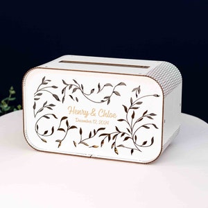 Wedding card box Personalized, White wedding money box with slot, Large custom keepsake box, Wedding decor, Honeymoon fund box