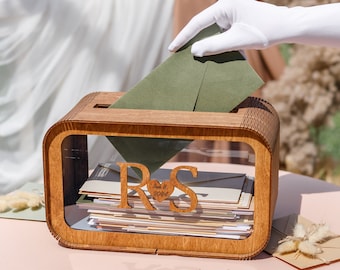 Wooden Card Box For Wedding Personalized Honeymoon Fund Money Box For Wedding Keepsake Box Boho Wedding