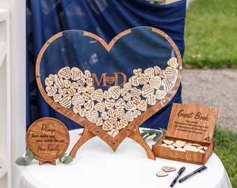 Wedding Heart Guest Book Alternative, Anniversary Wishes Box