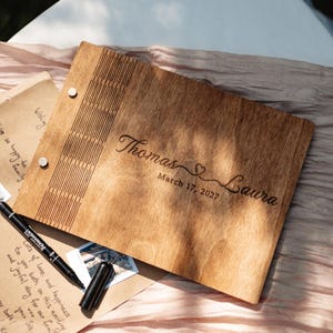 Wedding Photo Album, Guest Book Rustic Wedding, Personalized Photo Book Scrapbook, 5th Anniversary  Wooden Gift, Wedding Albums