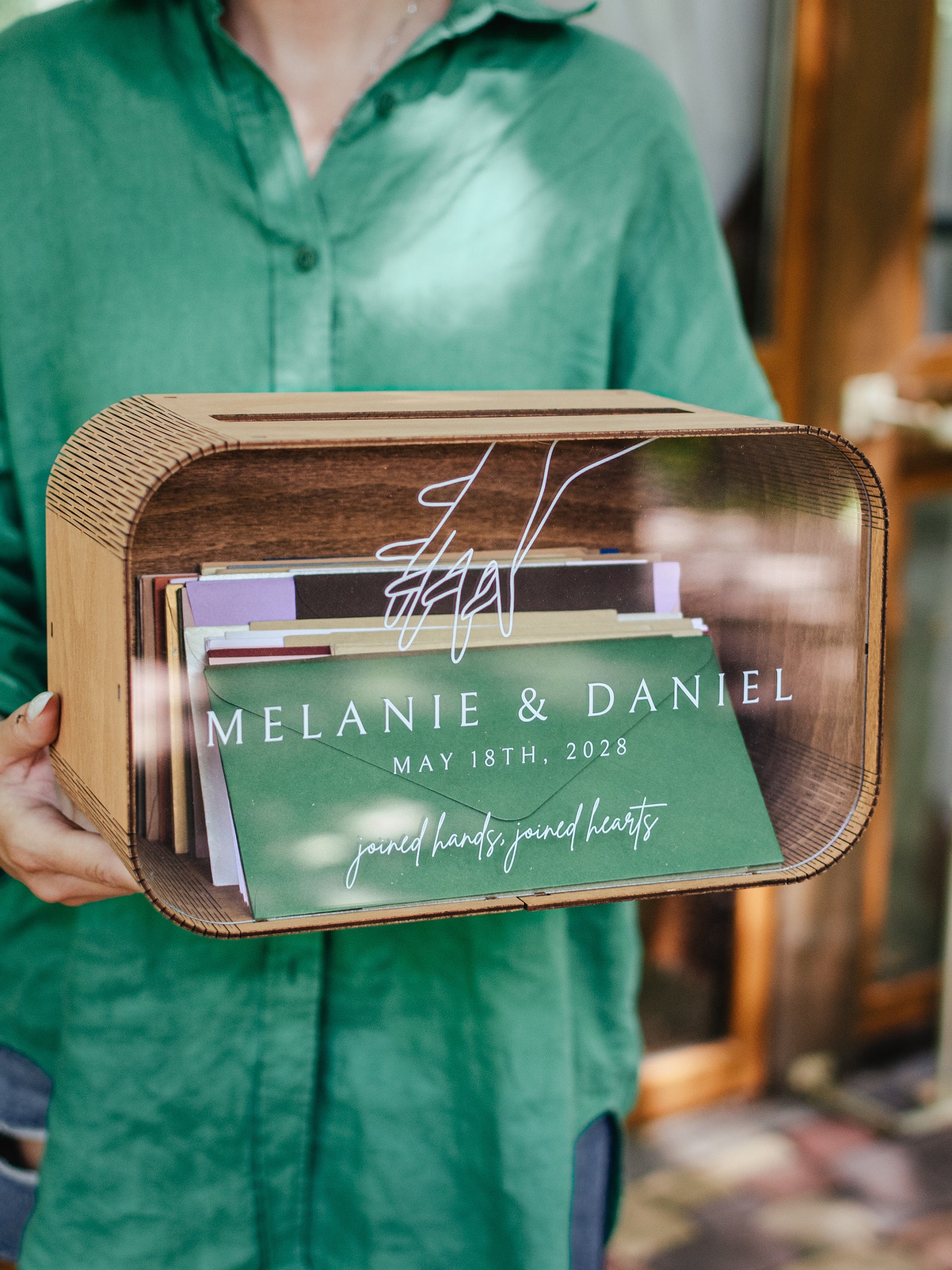 Acrylic Wedding Card Box, Wooden Personalized Box for Envelopes ...