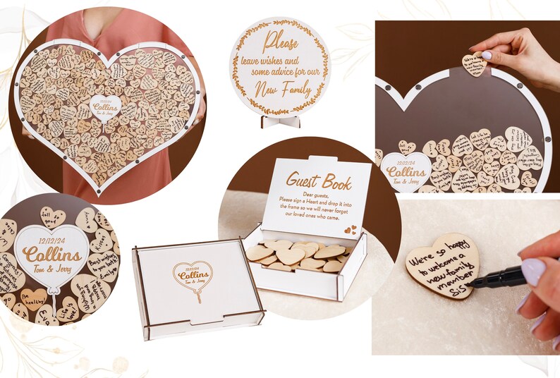 Personalized Wedding Guest Book Alternative Heart Guest Book Gift for Couple Anniversary Guest