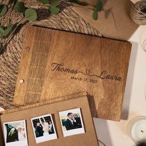Personalized Wooden Photo Album, Guest Book, Wedding Scrapbook, Rustic Wedding Wooden GuestBook, Family Memory Book
