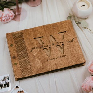 Hochzeit Holzalbum mit Hardcover 40+ Blatt Zeremonie Gästebuch Neues Familiengeschenk Verlobung individuelles Geschenk Fotoalbum Naturmaterialien