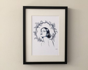 Porcelain Girl, print of beautiful portrait drawing