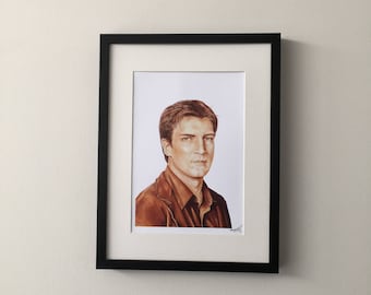 Malcolm "Mal" Reynolds, Serenity, Nathan Fillion, Fan Art Print of Gouache Painting