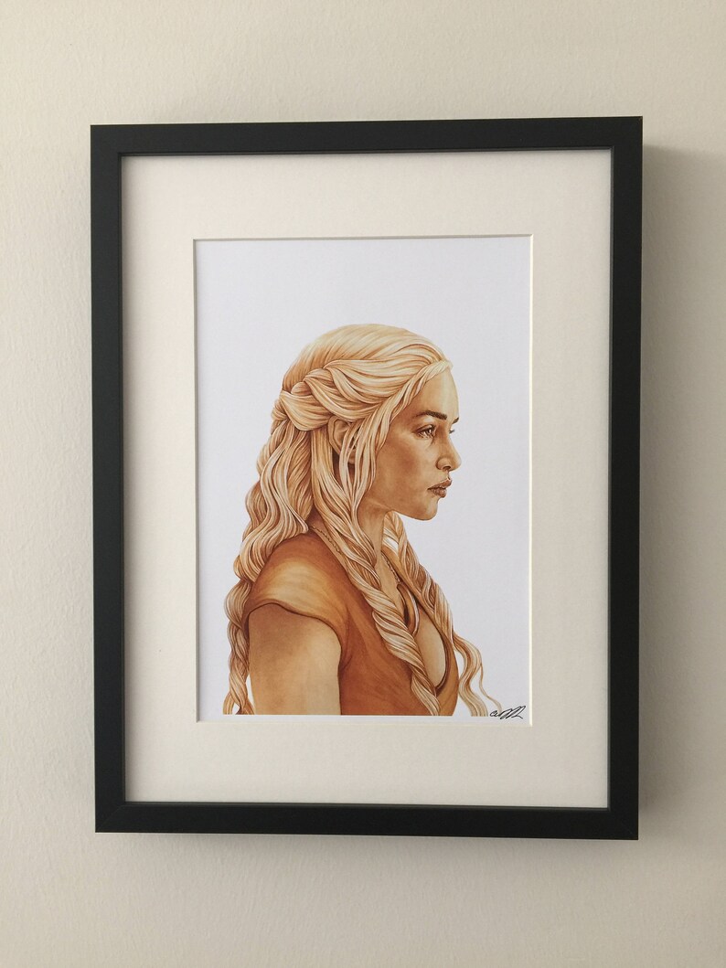 Portrait fan art gouache painting of Daenerys Targaryen, Game of Thrones, Emilia Clarke image 2