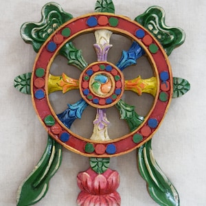 Wooden Tibetan Dharma Charka Wall Hanging