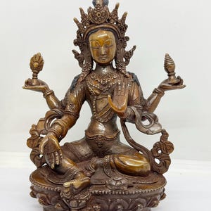 8&quot; groen Tara koper geoxideerd standbeeld. 100% handgemaakt in Nepal
