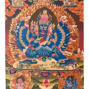 Hand-Painted Vajrabhairava (Yamantaka) Tibetan Thangka — Himalayan Paubha-Style