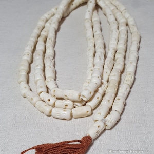 Tantric Yak Bone 108 Skull Prayer Beads, Skull Necklace, Handcarved skull beads, Tibetan Buddhist Beads