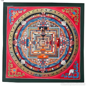50 cm x 50 cm (20&quot; x 20 &quot;) Kalachakra Mandala Wheel of Life Tibetan Thangka Painting.