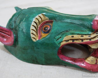 Wooden Tantric Tibetan Dog Mask . 100 % Hand carved from Nepal