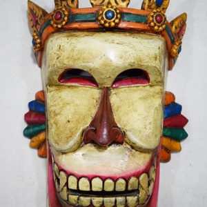 Grote houten tantrische Kapala-Mahakala masker. 100% Handgemaakt uit Nepal