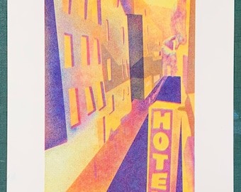 Paris Risograph Postcard Print: Abstract French Illustration