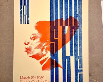 Poster risographe A3 fait main de Nina Simone